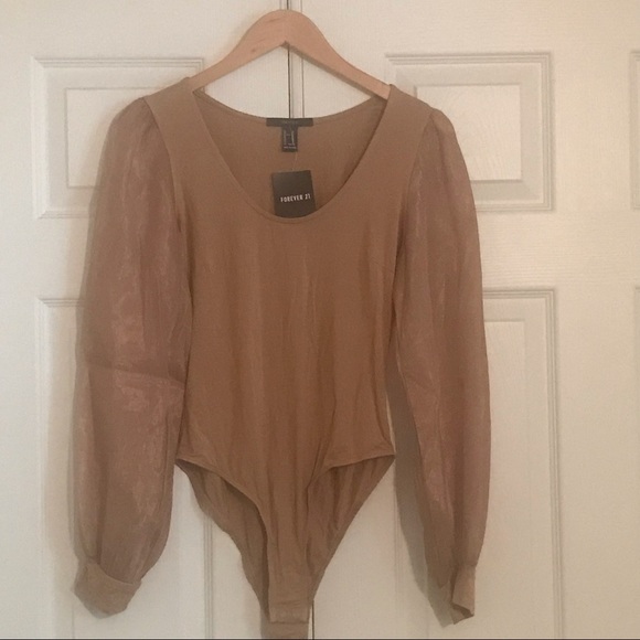Forever 21 Tops - Forever 21 Sheer Sleeve Bodysuit NWT